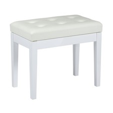 Fame PB-15C WHP Klavierbank, Hochglanz Weiß, Gepolstert, Kunstleder, Notenfach