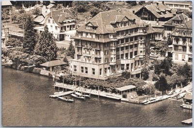 Hilterfingen Vintage AK Hotel Bellevue Schweiz See Boote