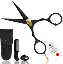 Beard  Mustache Scissors  Combs - 5.5" Japanese Steel, Black  Precision Sharp