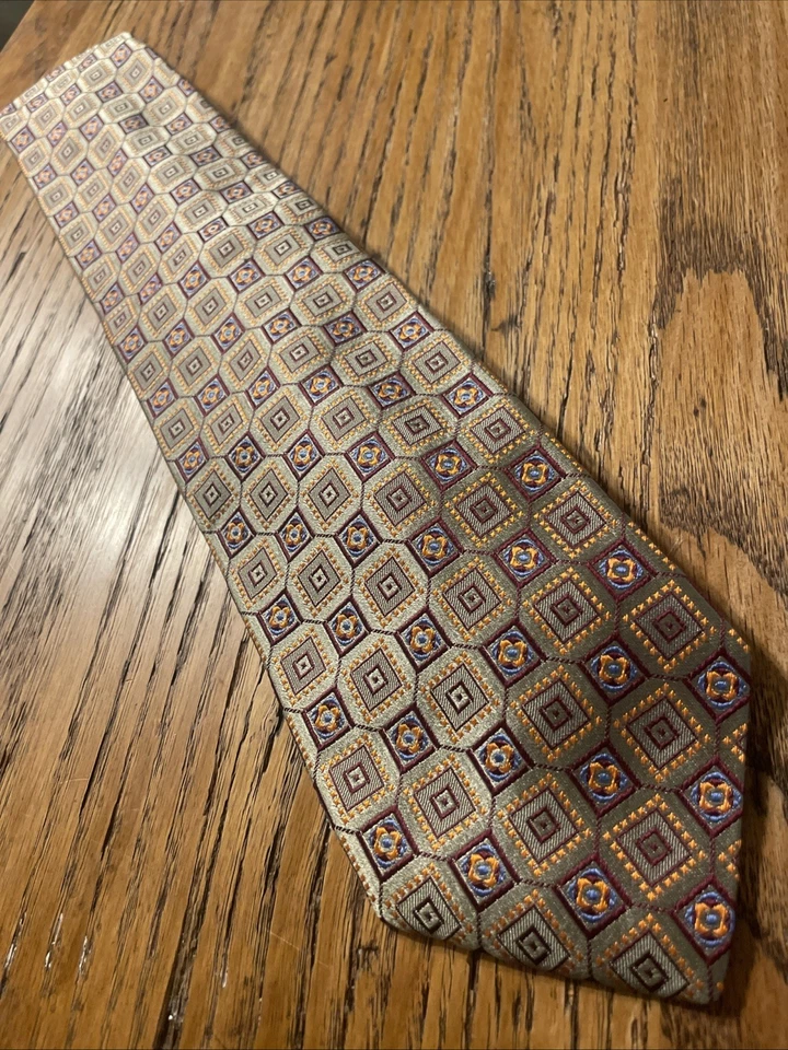 Corbata de seda geométrica gruesa tejida Altea Milano usada en excelente estado para hombre hecha a mano en Italia Foto 2 de 4