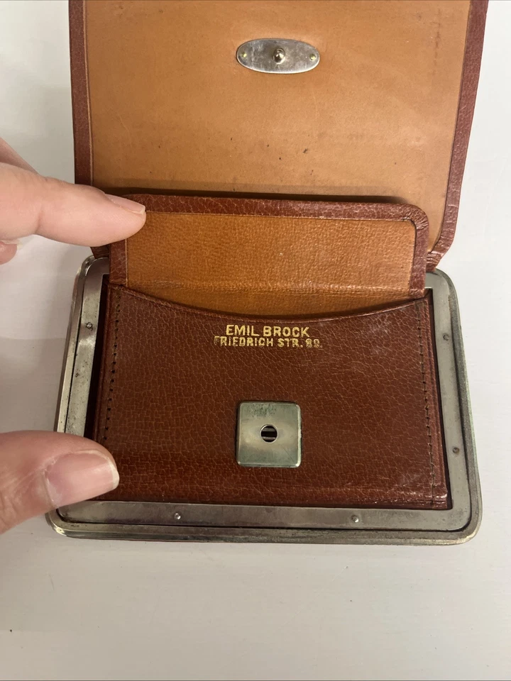 Estuche para tarjetas de cuero vintage Emil Brock Berlin - Porta documentos alemán de mediados de siglo Foto 3 de 4