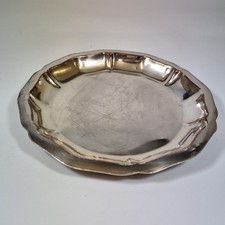 Antique 19thC Sheffield Silver Plated Scalloped Dish 24.1cm