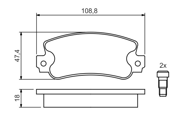 0 986 424 098 Bosch brake pad set, disc brake for Autobianchi, Fiat, Lancia