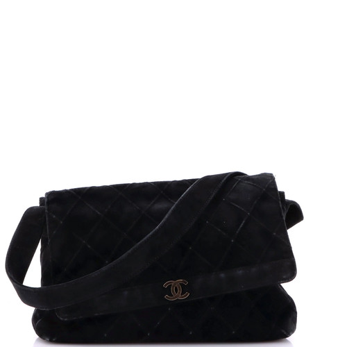 Chanel Vintage Flap Shoulder Bag Quilted Suede Medium