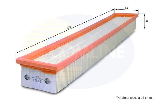 Air Filter 520 mm Length 57 mm Height Fits Mercedes-Benz C-Class COMLINE EAF403