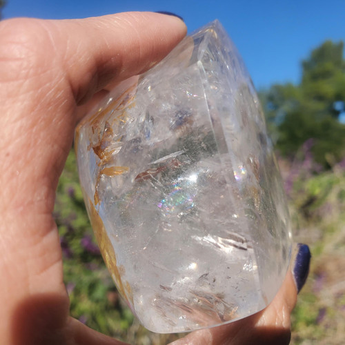Clear Quartz w/ Fire Quartz Depth Rainbow Flash Freeform AA Grade | 316 grams - Picture 13 of 17