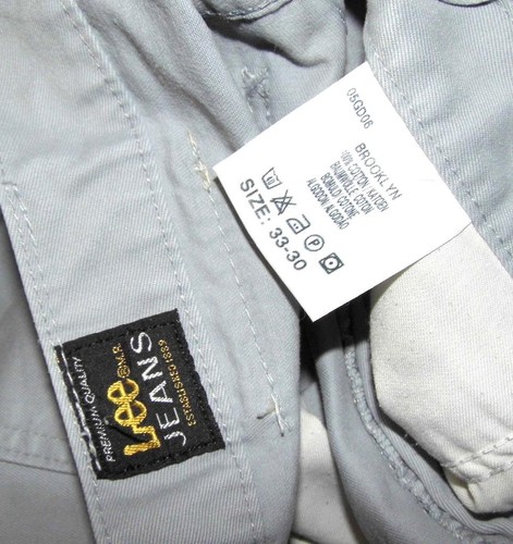 LEE - Pantalones de mezclilla chinos Brooklyn vintage para hombre 32W / 33W x 30L calce regular gris sarga - Imagen 5 de 5