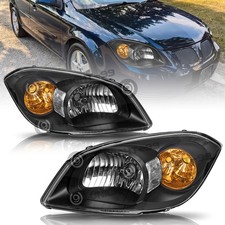 For 2005-2010 Chevy Cobalt 07-09 Pontiac G5 Black Headlights Leftright Pair