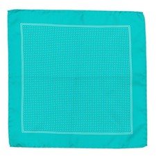 VANNUCCI Milano Handmade Turquoise Dot Silk Pocket Square NEW 31cm x 31cm