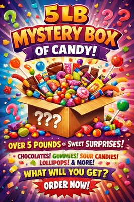 FIVE POUND MYSTERY CANDY BOX!!!! For Family fun nite, bday gift, candyaholic! 