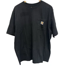 Faded Carhartt Men's Shirt XL Black Pocket Logo Tee Original Fit Crew Neck