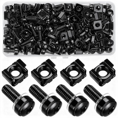 30 PCS M6 x 20mm Rack Mount Cage Nuts Screws Washers For Server Cabinet