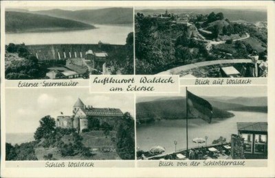 Postcard Waldeck am Edersee four views Castle Terrace (No.9091)