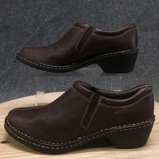 Eastland Womens 10M Brown Leather Slip On Comfort Clogs Amore Style 3096-02