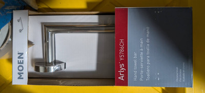Moen Y5786CH Arlys Hand Towel Bar Chrome Finish New Sealed 