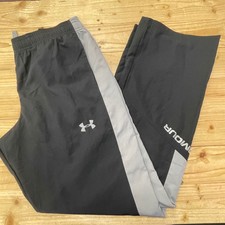 Under Armour Boys Track Pants Black Grey Loose Fit Athletic Youth XL YXL