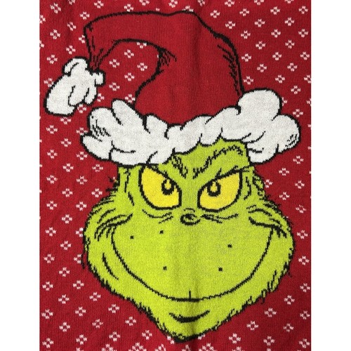 The Grinch Sweater Kids XS Red White Green Grinch Face Holiday Christmas