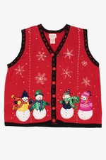 Vintage Red Basic Editions Snowmen Ugly Christmas Vest 1990s 