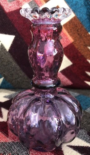 Fenton - Plum Opalescent Mini Genie Vase  1950’s Vintage   5” Tall