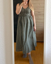 Neuflora Gia Dress M Sommer Kleid Grün Blau Kariert Stretch Mama Cottagecore NEU