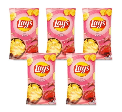 5 Pack Lays Crab Flavor Potato Chips Crisps Savory Snack 120g Each