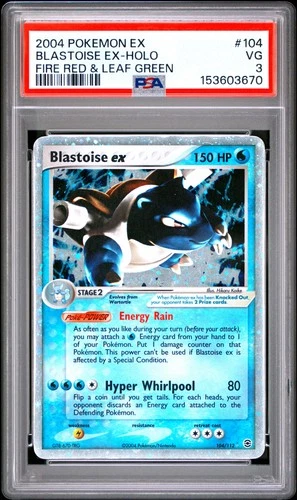 2004 POKEMON EX FIRE RED & LEAF GREEN #104 BLASTOISE EX-HOLO PSA 3