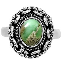 Premium Utah Variscite 925 Sterling Silver Ring Size 7 Natural Green Gem