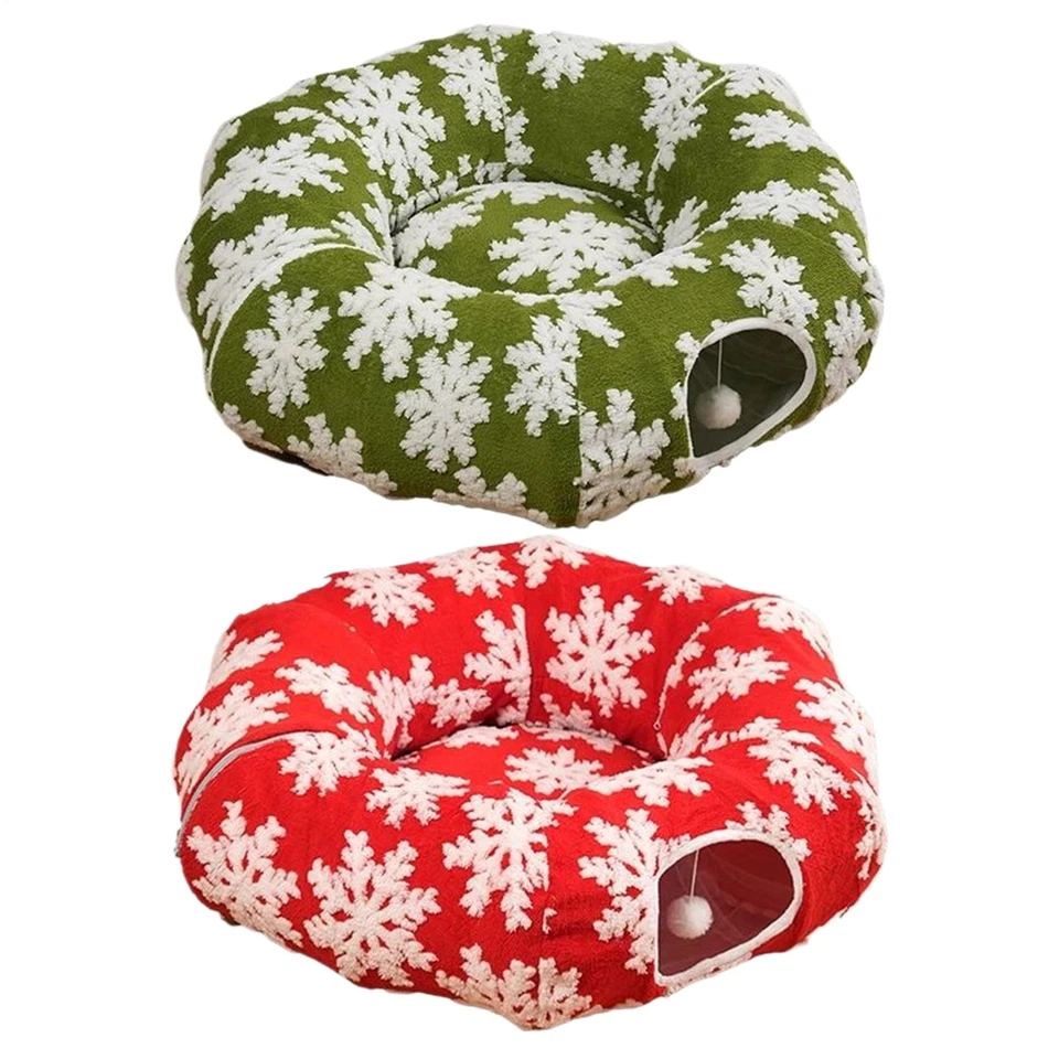 Navidad Gato Túnel Cama Gato Donut Nido Suave Gatito Donut Túnel Juguete Foto 2 de 4