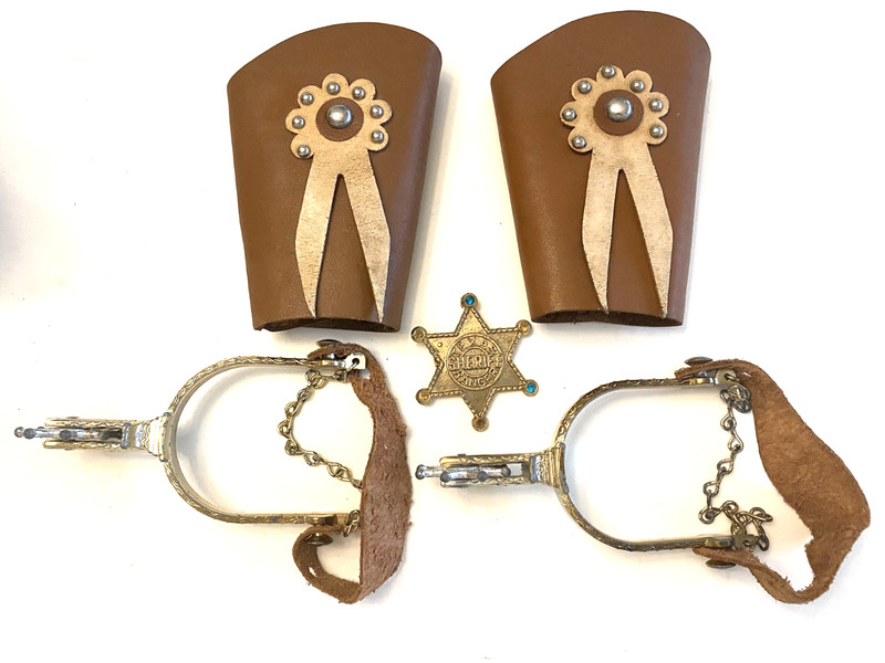 Vintage Western Cuffs & Western Toy Spurs With a Texas Ranger Sheriff Badge