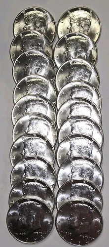 1964 Kennedy Silver Half Dollar 20 Coin Roll ($10 Face Value) Choice BU
