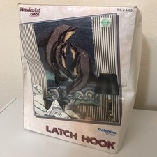 New WonderArt Caron Latch Hook Kit Dolphins 27 x 40 Wall Hanging Rug