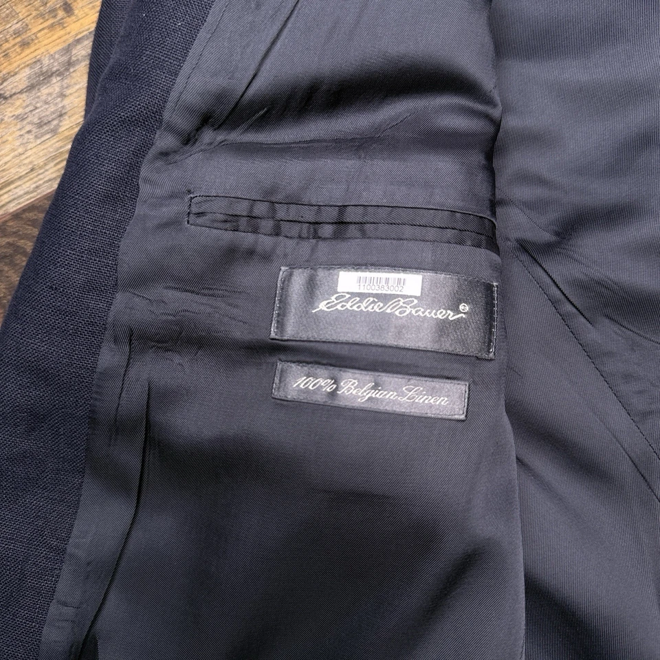 Vintage Eddie Bauer Linen Blazer 42R Blue Sport Coat - Image 4 of 4