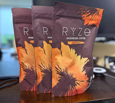 Pack of 3 RYZE Mushroom Coffee Instant Blend, Organic Vegan, Medium Roast