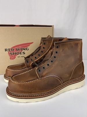 Red Wing Shoes 6'' Moc Toe Boot SIZE 8.5 D 1907 MADE IN USA Copper Rough & Tough