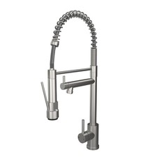 Kitchen Mixer Tap with Swivel Spout & Directional Spray - Brushed Steel Finish