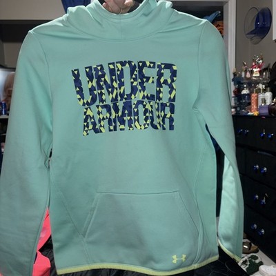 under Armour girls youth large hoodie sweatshirt color block cold gear loose