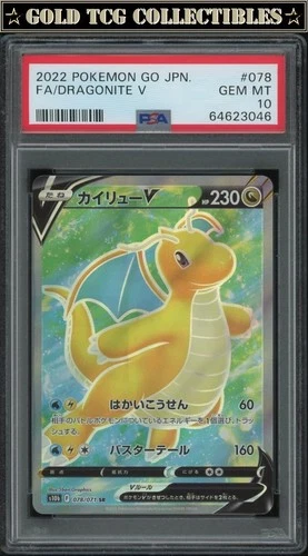 PSA 10 ⭐️ Pokemon GO Dragonite V 078 Full Art Graded Card Japanese