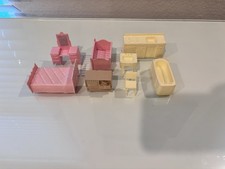 Vintage Marx Dollhouse Furniture Lot 1950s Kitchen Bedroom Bathroom Nursery