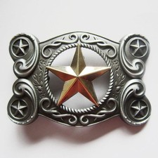 STAR TEXAS COWBOY WESTERN GOLD SILVER RODEO BELT BUCKLE