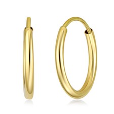 Wellingsale 14k Yellow Gold 1.5mm Endless Classic Hoop Earrings x mm 
