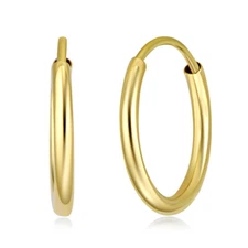 Wellingsale 14k Yellow Gold 1.5mm Endless Classic Hoop Earrings (x mm)