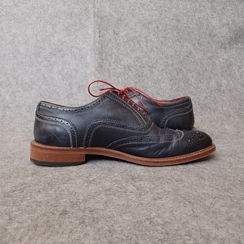 Mercanti Fiorentini Mens Shoes 8M Blue Gray Leather Wingtip Dress Lace Up Italy - Picture 4 of 18