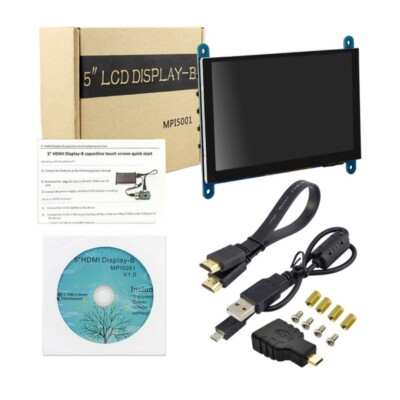 5'' inch 800x480 Touchscreen for Raspberry Pi 5 4 3 HDMI IPS LCD Display Monitor