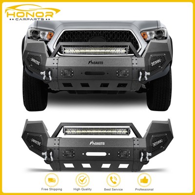 Steel Front Bumper w/ D-ring Winch Seat LED Light For 2016-2020 Toyota Tacoma