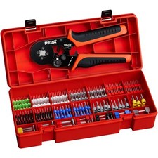 Ferrule Crimping Tool Kit, Self-Adjusting Square Crimp Pliers for AWG 24-8 Wire