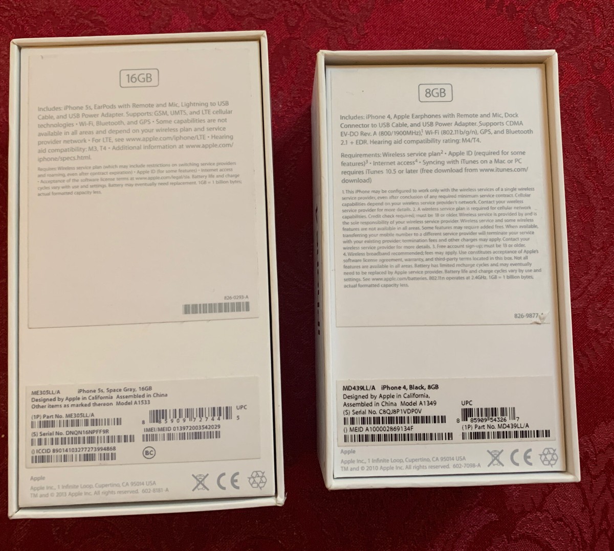 Original OEM Apple Iphone 5s Space Gray 16GB & iPhone 4 Black 8GB