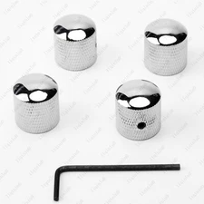 4 Pcs Silver Set Screw Chrome Metal Guitar Dome Knobs for LP SG or Bass Knob