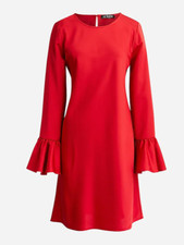 J.Crew Womens $138 Winter Garden Dress Ruby Red Size 6 BN152 Long Sleeve