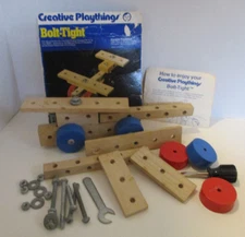 Creative Playthings Bolt Tight G0650 Wood Building Set 1960s Vintage made USA