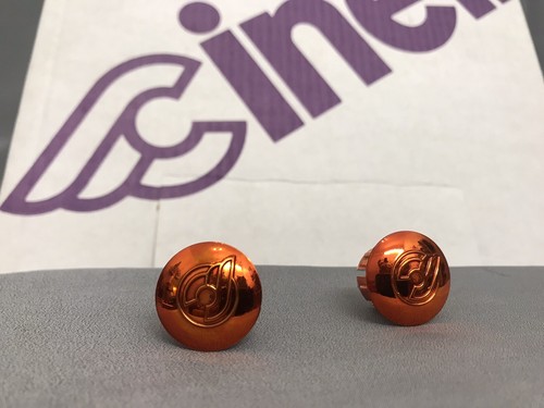 Cult NOS Cinelli Lenkerstopfen BAR END PLUGS caps cromovelato VINTAGE orange new - Bild 3 von 10